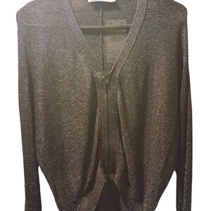 NEW w/ tags ZARA Metallic Mesh Knit Bomber Zip up Cardigan. LARGE